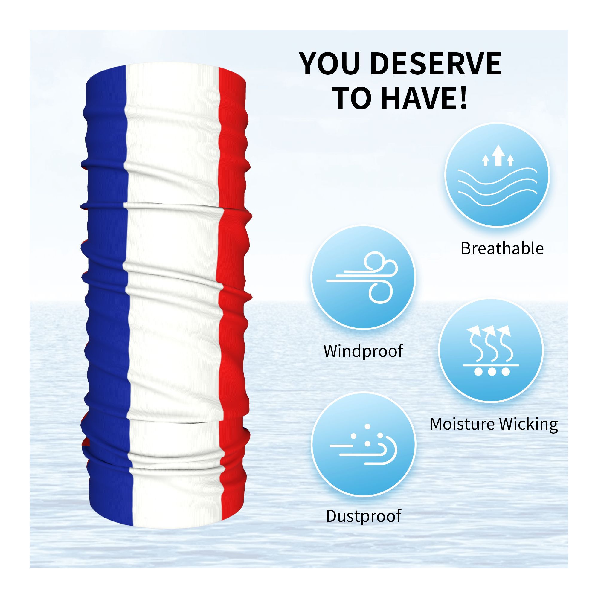 Custom French Flag France Band - Neck Gaiter Fleece ulasan dan harga