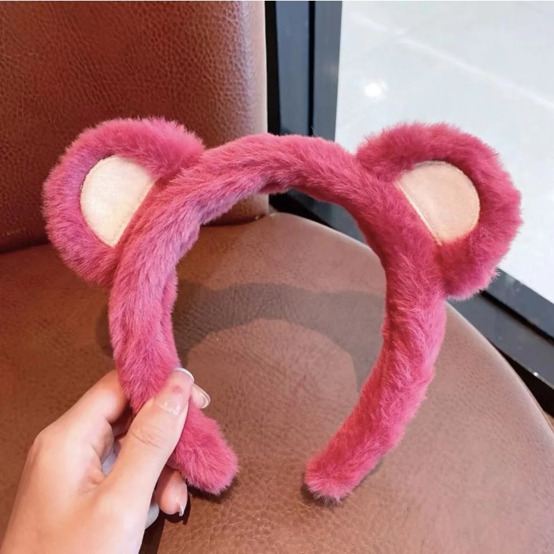 1-5PCS Cute Strawberry Bear Pl - Winter Headband Fleece ulasan dan harga